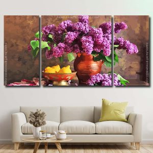 Aesthetic Purple Flowers 3 Panels Paint By Numbers