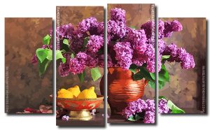 Aesthetic Purple Flowers 4 Panels Paint By Numbers