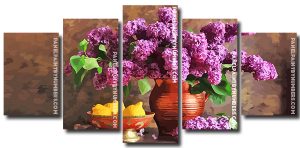 Aesthetic Purple Flowers 5 Panels Paint By Numbers