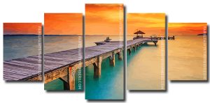 Aesthetic Sunset Pier 5 Panels Paint By Numbers