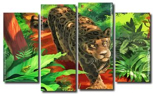 Aesthetic Wild Tiger 4 Panels Paint By Numbers