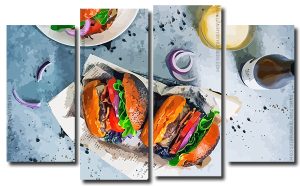 Bison Burgers 4 Panels Paint By Numbers