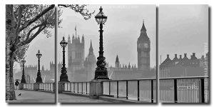 Black And White London City 3 Panels Paint By Numbers