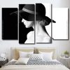 Black And White Woman With Hat 4 Panels Paint By Numbers