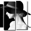 Black And White Woman With Hat 4 Panels Paint By Numbers