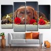 Chocolate Labrador And Roses 4 Panels Paint By Numbers