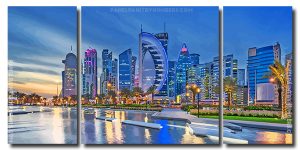 Doha City In Qatar 3 Panels Paint By Numbers