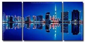 Dubai Buildings Reflection 3 Panels Paint By Numbers