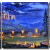 Fantasy Castle And Bridge 3 Panels Paint By Numbers