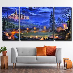 Fantasy Castle And Bridge 3 Panels Paint By Numbers