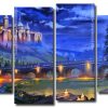 Fantasy Castle And Bridge 4 Panels Paint By Numbers