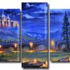 Fantasy Castle And Bridge 5 Panels Paint By Numbers