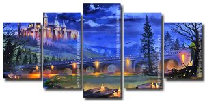 Fantasy Castle And Bridge 5 Panels Paint By Numbers