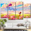 Flower Landscape Illustration 4 Panels Paint By Numbers