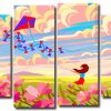 Flower Landscape Illustration 4 Panels Paint By Numbers