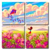 Flower Landscape Illustration Square Panels Paint By Numbers