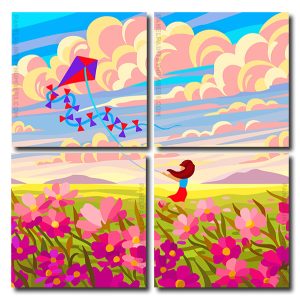 Flower Landscape Illustration Square Panels Paint By Numbers