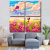 Flower Landscape Illustration Square Panels Paint By Numbers