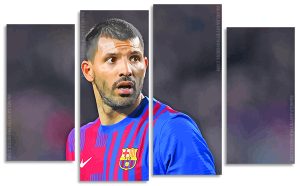 Footballer Sergio Aguero 4 Panels Paint By Numbers