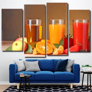 Fruits Drinks 4 Panels Paint By Numbers