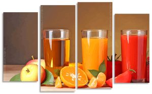 Fruits Drinks 4 Panels Paint By Numbers