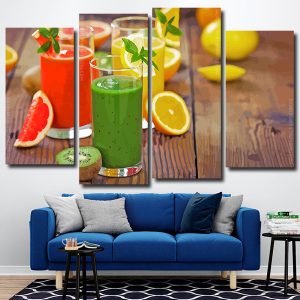 Fruits Drinks Juices 4 Panels Paint By Numbers