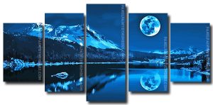 Full Moon And Lake At Night 5 Panels Paint By Numbers