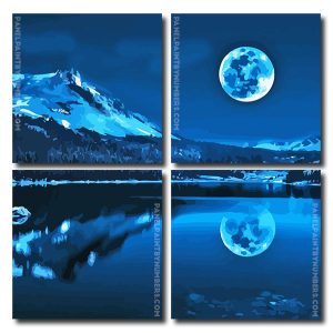 Full Moon And Lake At Night Square Panels Paint By Numbers