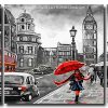 Girl In London Black And Red 3 Panels Paint By Numbers