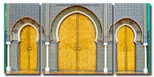 Golden Castle Doors 3 Panels Paint By Numbers