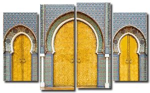 Golden Castle Doors 4 Panels Paint By Numbers