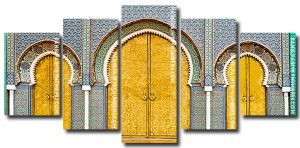 Golden Castle Doors 5 Panels Paint By Numbers