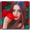 Gorgeous Woman With Red Flower 3 Panels Paint By Numbers