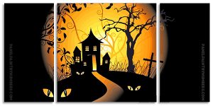 Halloween House 3 Panels Paint By Numbers