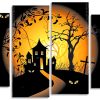 Halloween House 4 Panels Paint By Numbers