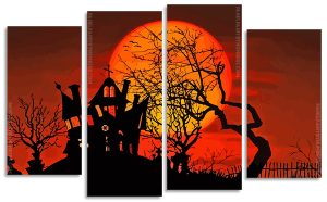 Halloween Night 4 Panels Paint By Numbers