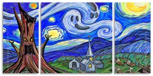 Halloween Starry Night 3 Panels Paint By Numbers