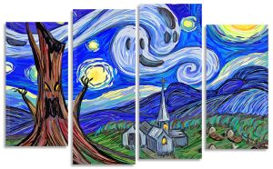 Halloween Starry Night 4 Panels Paint By Numbers