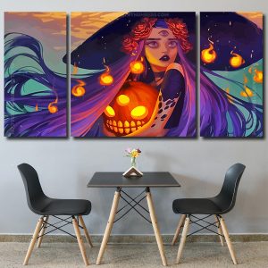 Halloween Witch 3 Panels Paint By Numbers