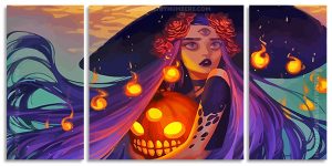 Halloween Witch 3 Panels Paint By Numbers