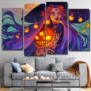 Halloween Witch 4 Panels Paint By Numbers