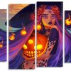 Halloween Witch 4 Panels Paint By Numbers