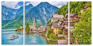 Hallstatt Austria 3 Panels Paint By Numbers