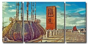 Hassan Tower Rabat 3 Panels Paint By Numbers