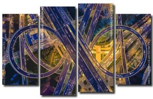 Jinan City Roads 4 Panels Paint By Numbers