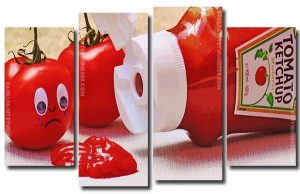 Ketchup Sad Tomatoes 4 Panels Paint By Numbers