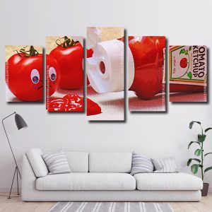 Ketchup Sad Tomatoes 5 Panels Paint By Numbers