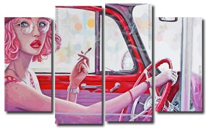 Lady Smoking 4 Panels Paint By Numbers