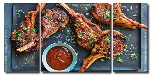 Lamb Chops With Chile Sauce 3 Panels Paint By Numbers