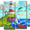 Lighthouse Illustration 4 Panels Paint By Numbers